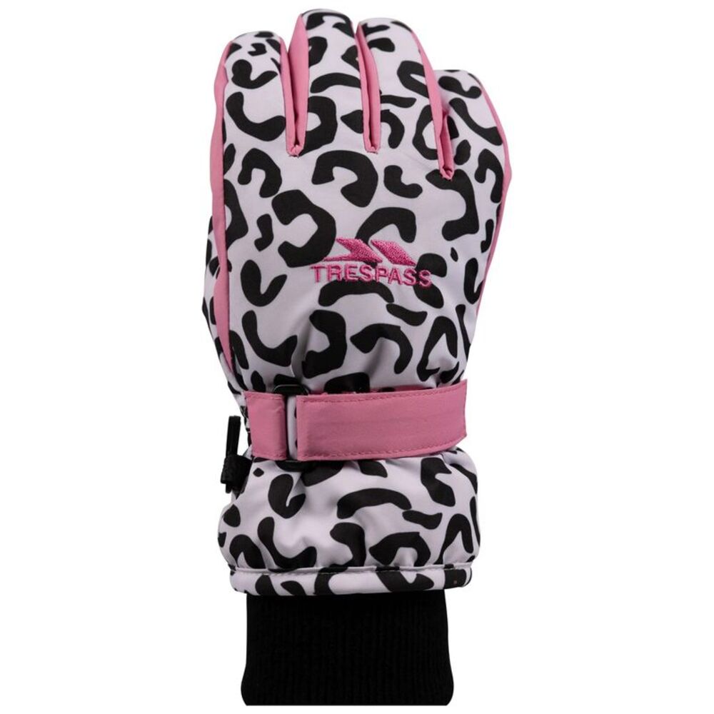 Trespass Childrens/Kids Laggan Leopard Print Winter Gloves / White/Black/Pink